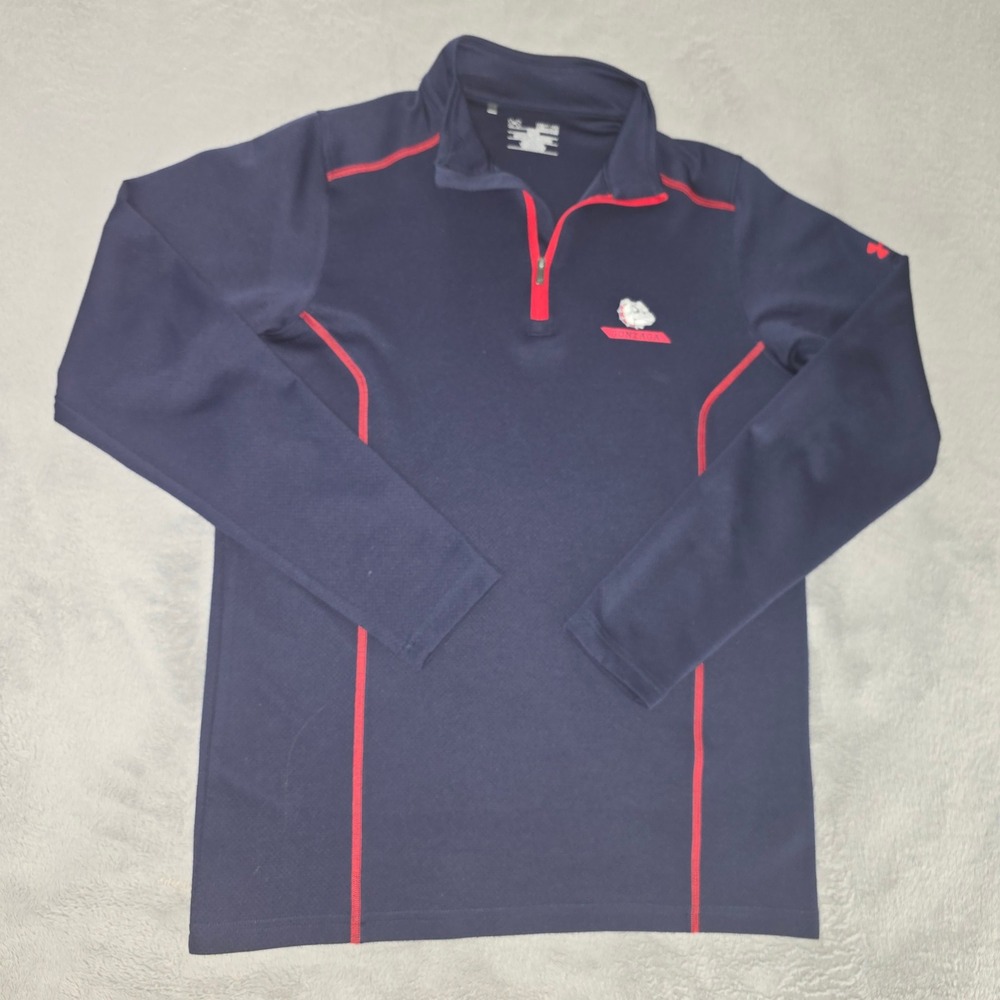 Under Armour Gonzaga Bulldogs Mens Medium Navy Blue Red‎ Quarter Zip Pullover